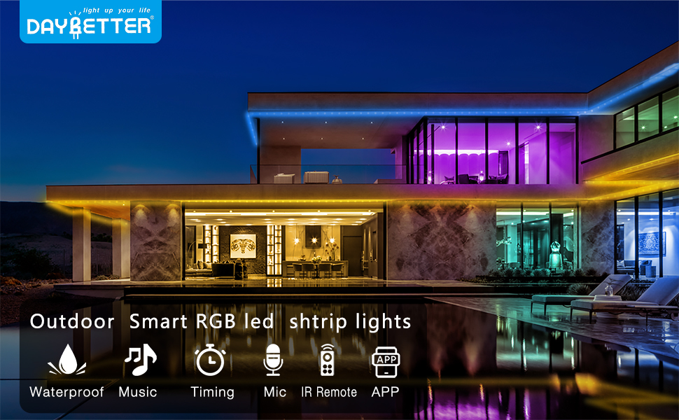 DAYBETTER Outdoor Led Strip Lights 100ft