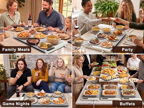 FYY Warming Mat for Food - Rapid and Full Surface Heating, 6 Temp Settings, 6H Timer