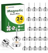 GOOZADA Metal Magnetic Push Pins,24 Sets Magnet Thumbtacks, Silver Decorative Push Pins, Magnetic...