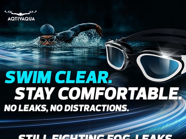 AqtivAqua swim goggles for clear vision, comfort, no leaks, and anti-fog performance