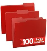 VZCPYTPM 100 Pack Red File Folder,1/3-Cut Tabs,Paper File Folders Letter Size,8.5x11 Manilla File...