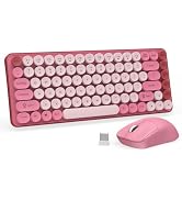 Wireless Keyboard and Mouse Combo, Colorful 85 Keys Round Keyboard Mouse Set, with Fn Multimedia ...