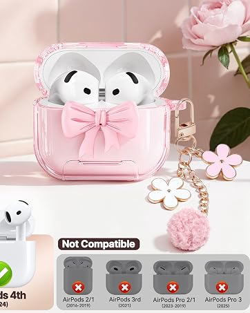 only for airpods 4 clear pink case