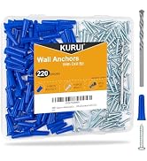KURUI #10-12 Concrete Anchors and Screws Kit, 220PCs Wall Anchors for Drywall Brick Masonry Stucc...