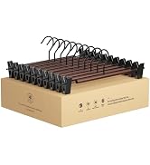 StorageWorks Pants Hangers with Clips, Wooden Clothes Hanger for Skirts, Jeans, Shorts, 10 Pack, ...