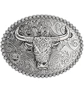 Western Cowboy Belt Buckle - Texas Bull Skull Belt Buckle for Men women