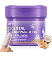HICC PET Pro Dog Teeth Cleaning Wipes, Vet-Recommended Finger Toothbrush for Dogs & Cats, No-Rins...