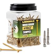 LIONMAX Deck Screws 3 Inch, Wood Screws #10 x 3", 300 PCS, Rust Resistant, Exterior Epoxy Coated,...