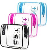 MODENGKONGJIAN TSA Approved Toiletry Bag, 3 Pcs Clear Toiletries Bags Quart Size Travel Makeup Co...