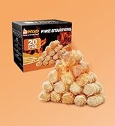 HGD Fire Starter(20pcs), Natural Charcoal Starters, Firestarters for Indoor Fireplace, BBQ, Campf...