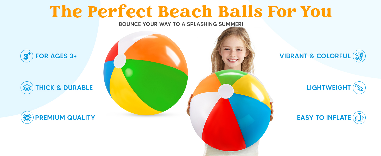 JOYIN 2-Pack 20" Beach Balls - Pool Toys Large Inflatable Beach Ball Swimming Pool Water Games