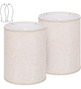 Qvteken Drum Lamp Shades Set of 2 for Table Lamps – 10" Top x 10" Bottom x 13" High, Beige – Repl...