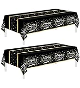Childom 2 Pack Graduation Tablecloths,Graduation Party Decorations 2026,Black Gold Rectangle Tabl...