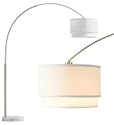 Brightech Mason Arc Floor Lamp - Modern Corner Standing Lamp with Unique Hanging Drum Lamp Shade ...