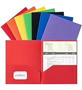 Aegero Plastic Folders with Pockets (7 Pack, Assorted Colors), Durable Heavy Duty File Folders wi...