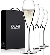 Champagne Flutes Glasses Set of 4, Hand Blown Crystal Wedding Flutes Glass, Ideal for Weddings, A...