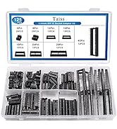 Taiss 125PCS DIP IC Sockets Adaptor Assortment Kit 6/8/14/16/18/24/28/40 Pin 2.54mm Pitch DIP IC ...