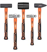 HORUSDY 5-Piece Hammer Set, 16oz and 32oz Ball Pein Hammers, 32oz Rubber Mallet, 3lb Sledge, 3lb ...