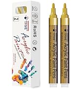 TFIVE Gold Paint Marker Paint Pens - 2 Pack Acrylic Permanent Marker, 2-3mm Medium Tip, Paint Pen...
