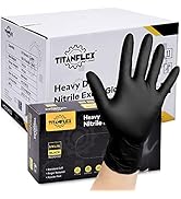 TitanFlex Disposable Nitrile Exam Gloves, 6-mil, Black, Heavy Duty Disposable Gloves, Cooking Glo...
