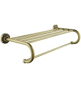 Lucyound Antique Gold Bathroom Towel Rack, 24 inch Bath Towel Bar with Shelf, Large Towel Holder ...