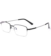 LJIMI Progressive Multifocus Presbyopic Reading Glasses Blue Light Blocking Half Frame Titanium A...