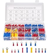 KOXXIAMOQ Electrical Wire Connectors, 350 Pcs Insulated Electrical Wire Crimp Terminals, Solderle...