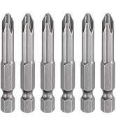 HARFINGTON 6pcs #2 Phillips Screwdriver Bit PH2 1/4" Hex Shank 2" (50mm) Long Magnetic S2 Steel I...