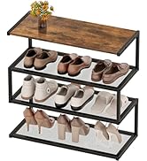 Aroktake Shoe Rack, Unique 5-Shaped Free Standing Shoe Shelf, 4-Tier Wooden Shoe Organizer with W...
