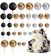 ASTARON 32 Pcs Ball Cake Topper Decorations Mini Balloons Cake Topper Sticks Foam Balls Cake Pick...