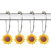 Sunflower Shower Curtain Hooks Rustproof Stainless Steel Decorative Shower Curtain Rings for Show...