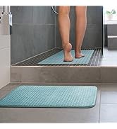 Moss & Stone 2 Pcs Bath Mat Set Light Blue, Soft and Comfortable Bathroom Rug + Shower Mat Non Sl...