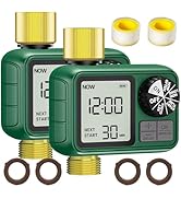 2 PCS Sprinkler Timers Brass, Programmable Water Timer with Rain Delay, Manual& Automatic Waterin...