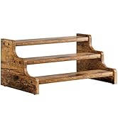 KLM 3-Tier Spice Rack, 13.8 Inch Wood Step Shelf Countertop Spice Storage Holder, Kitchen Pantry ...
