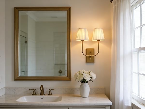 beige pleated fabric wall sconce