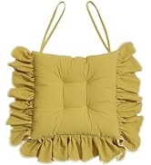 Huierxun Cotton Ruffles Chair Cushion for Dining Chairs Soft Comfortable Chair Pads with Ties Far...