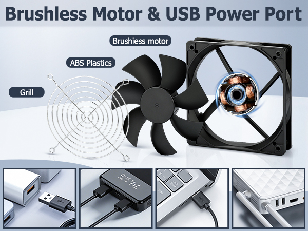 brushless motor usb power port phone charger power bank laptop router 5v cooling fan abs plastic