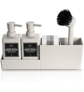 zuxzmj Kitchen Soap Dispenser Set with Sponge Holder and Brush for Sink Rack Hand Soap and Dish S...
