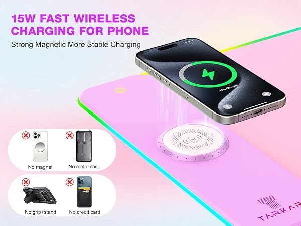TARKARI Magnetic Wireless Charging RGB Mouse Pad