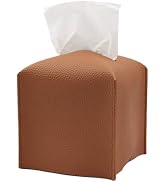 Hapforever 1PC Square Tissue Box Cover, PU Leather Square Tissue Box Holder with Bottom Belt Mode...