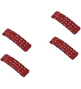 4Pcs Red Rhinestones Korean Style Hair Clips, Rectangular Hairpins Shiny Luxury Hairpins Wedding ...