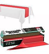 Red Table Runner – 14" X 110' Premium Plastic Longtable Runners with Cutter Box - Cut to Size - D...