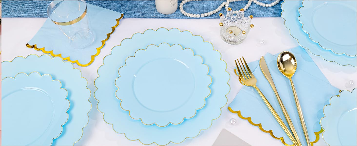 blue party plates