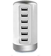 Universal USB Charger 6-Port Desktop USB Charging Station with Smart Identification Technology Co...