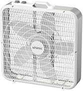 shinic Box Fan with Thermostat, 20 inch, 3 Speed Full-Force Air Circulation Window Fan, Bedroom F...