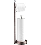 KASUNTO Toilet Paper Holder for Bathroom, Heavy Weighted Metal Free Standing Toilet Paper Holder ...