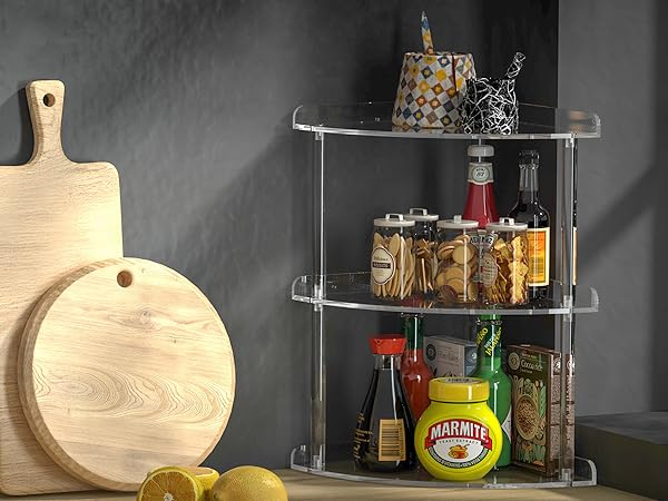 Acrylic Corner Organizer Shelf for Kitchen
