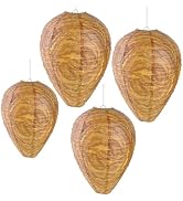4 Pack Paper Wasp Trap, Fake Wasp Nest Decoy Outdoor Hanging, Stay Away from Wasps Hornets Yellow...