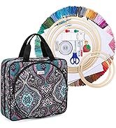 LoDrid Embroidery Kit, Embroidery Project Bag with Embroidery Kit, Portable Craft Carry Case with...