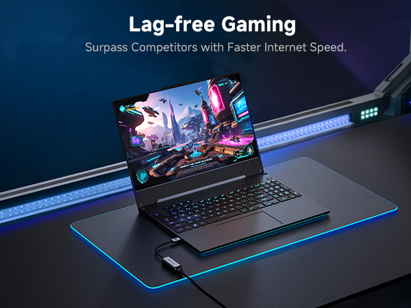 2.5Gbps USB A to Ethernet adapter for laptop with high-speed wired network connection